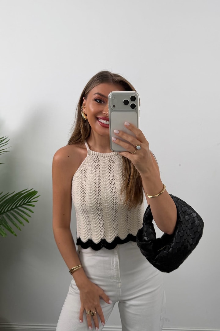 Massi Model Ajurlu Örme Bluz
