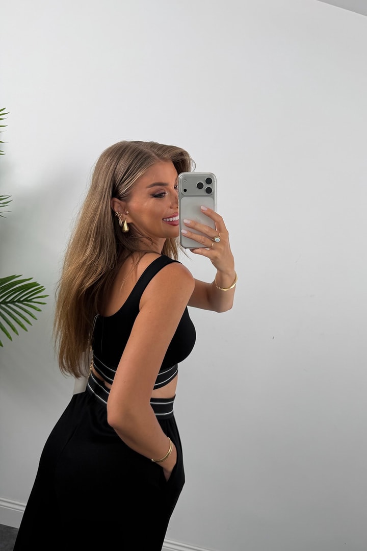 Ola Palazzo Büstiyer Modal Kumaş Dökümlü Takım