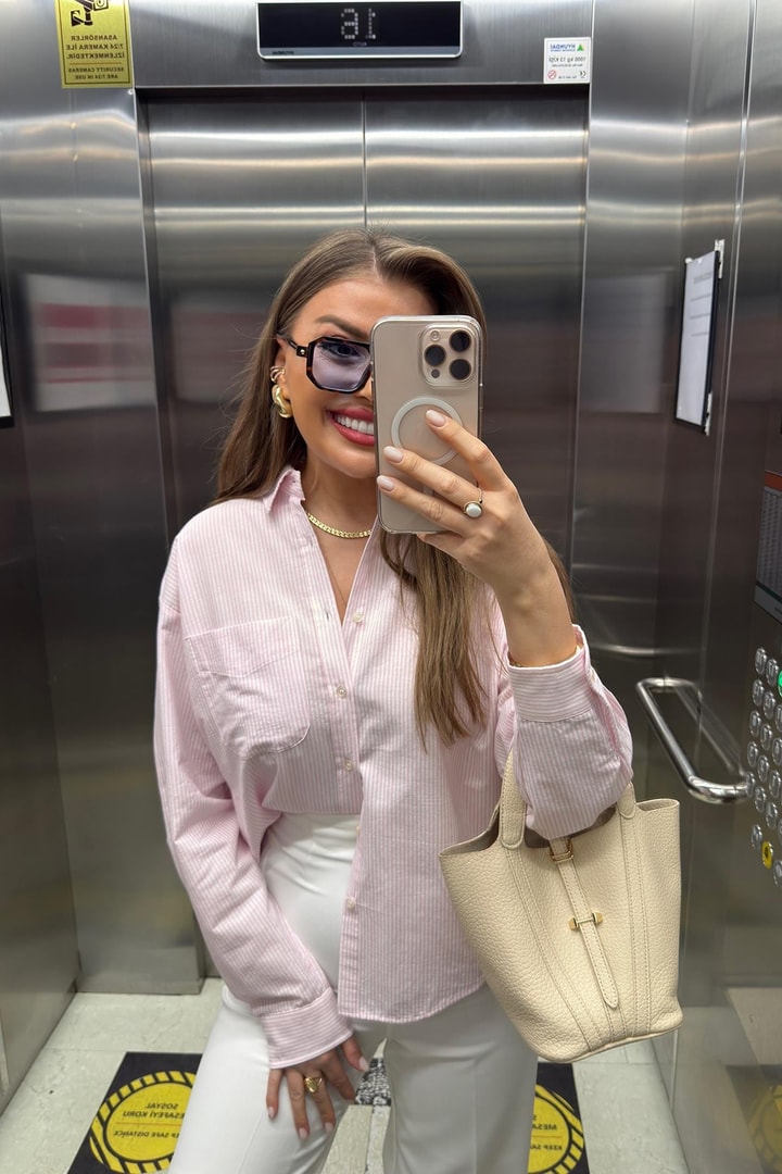 Orjinal Marka Tam Pamuklu İtalyan Marin Gömlek Pembe