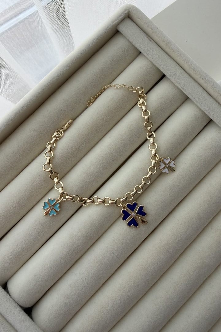 Özel Seri Mineli Yonca Charm Bileklik 
