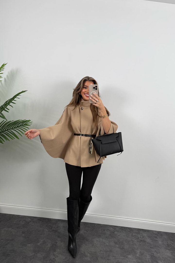 Pinterest Kemerli Kaşe Panço Kaban Camel