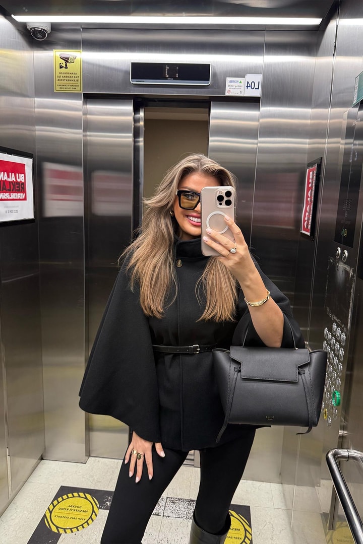 Pinterest Kemerli Kaşe Panço Kaban Siyah