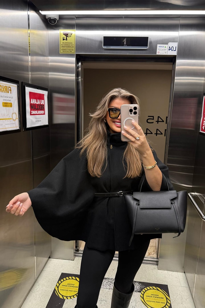 Pinterest Kemerli Kaşe Panço Kaban Siyah