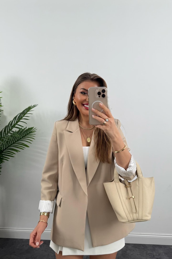 Premium Kalite Marin Astarlı Double Kumaş Blazer Ceket Taş 