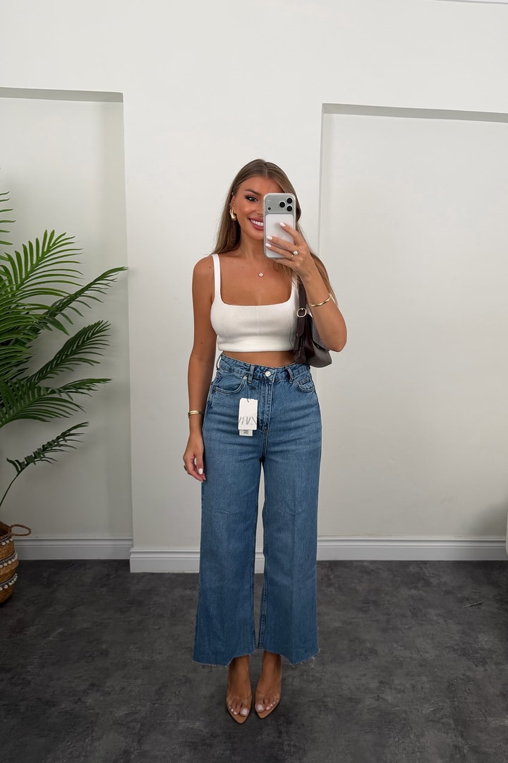 Premium Seri Bol Paça Bilek Boy Jean Pantolon 1004 Klasik Mavi