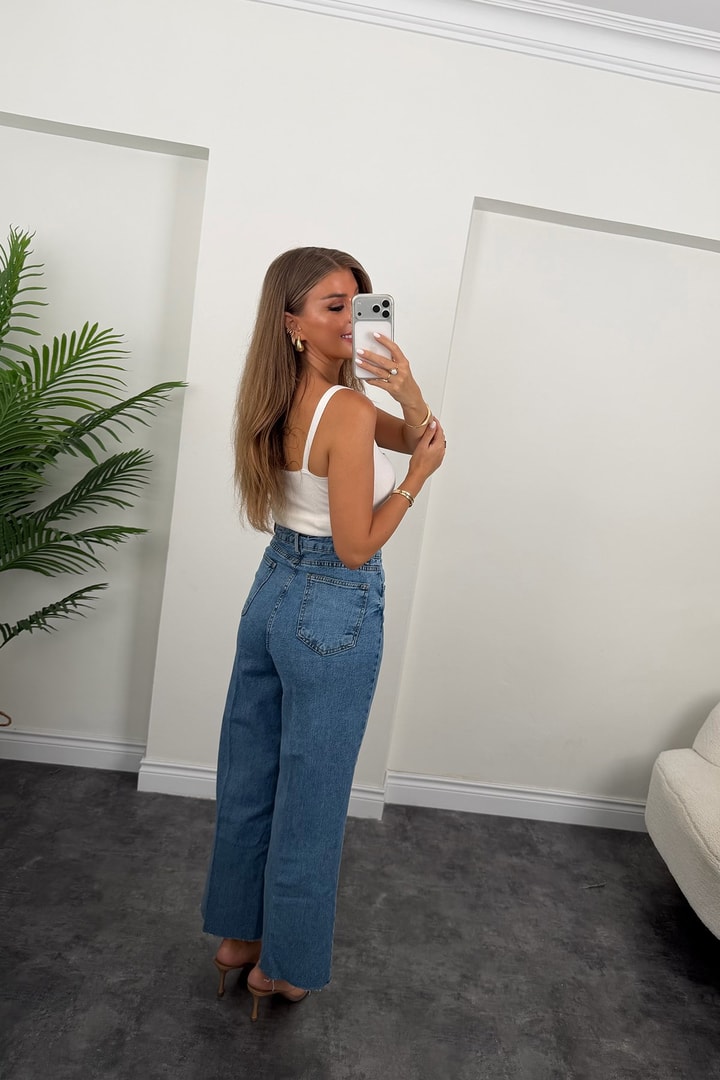 Premium Seri Bol Paça Bilek Boy Jean Pantolon 1004 Klasik Mavi