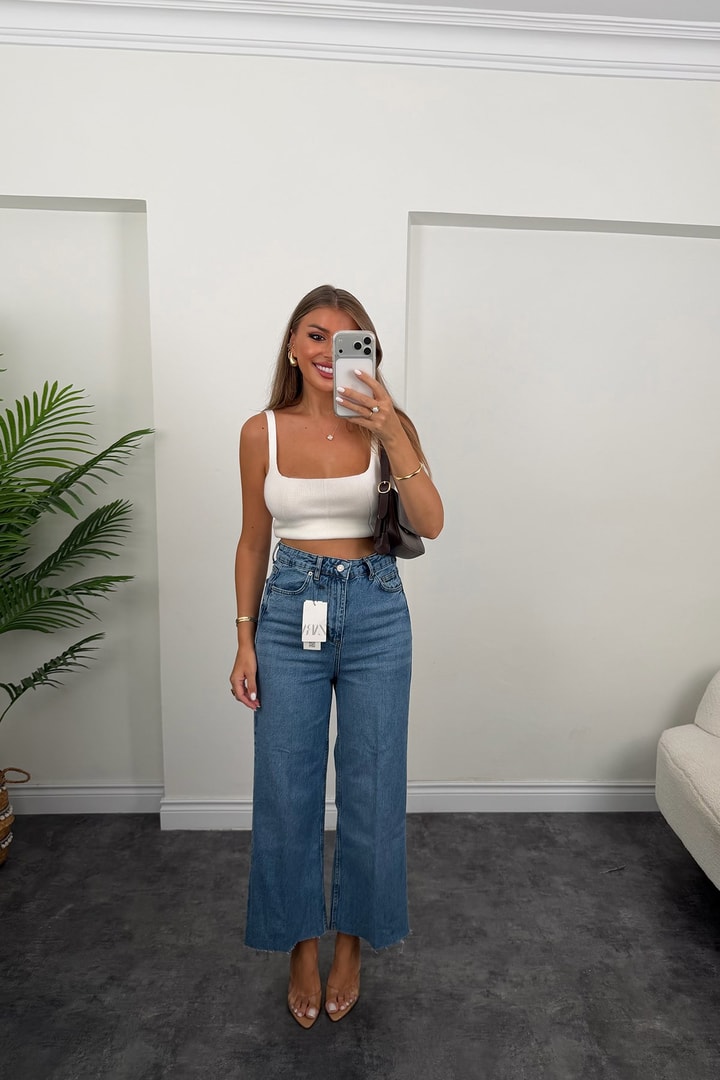 Premium Seri Bol Paça Bilek Boy Jean Pantolon 1004 Klasik Mavi