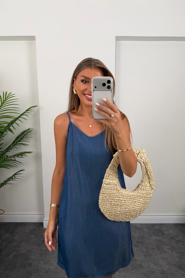Premium Seri İpek Tensel Jean Elbise 