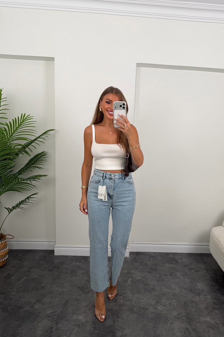 Premium Seri Kesik Paça Taşlı Bf Jean 520 Mavi 1001 