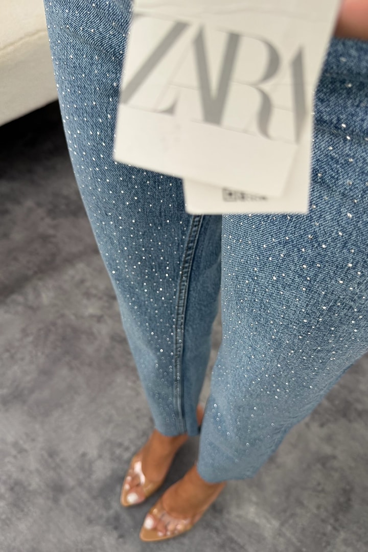 Premium Seri Kesik Paça Taşlı Bf Jean 1004 Klasik Mavi 
