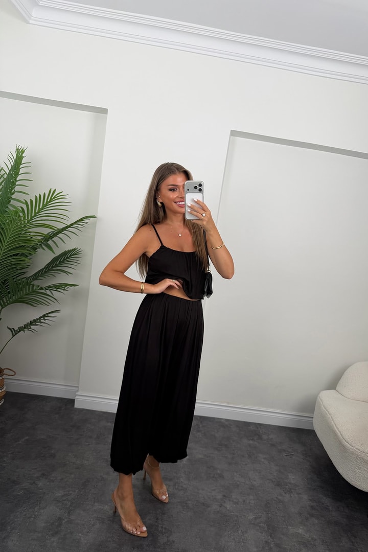 Premium Seri Pantolon Bluz Harem Takım Siyah