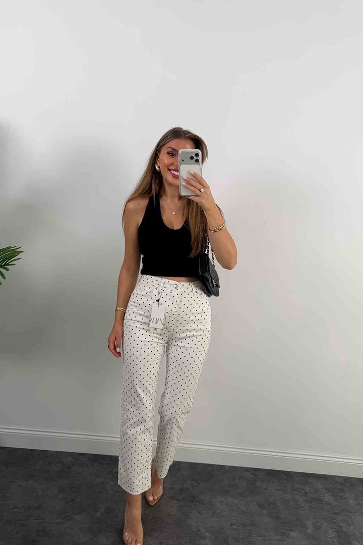 Premium Seri Puantiyeli Kesik Paça Bf Jean