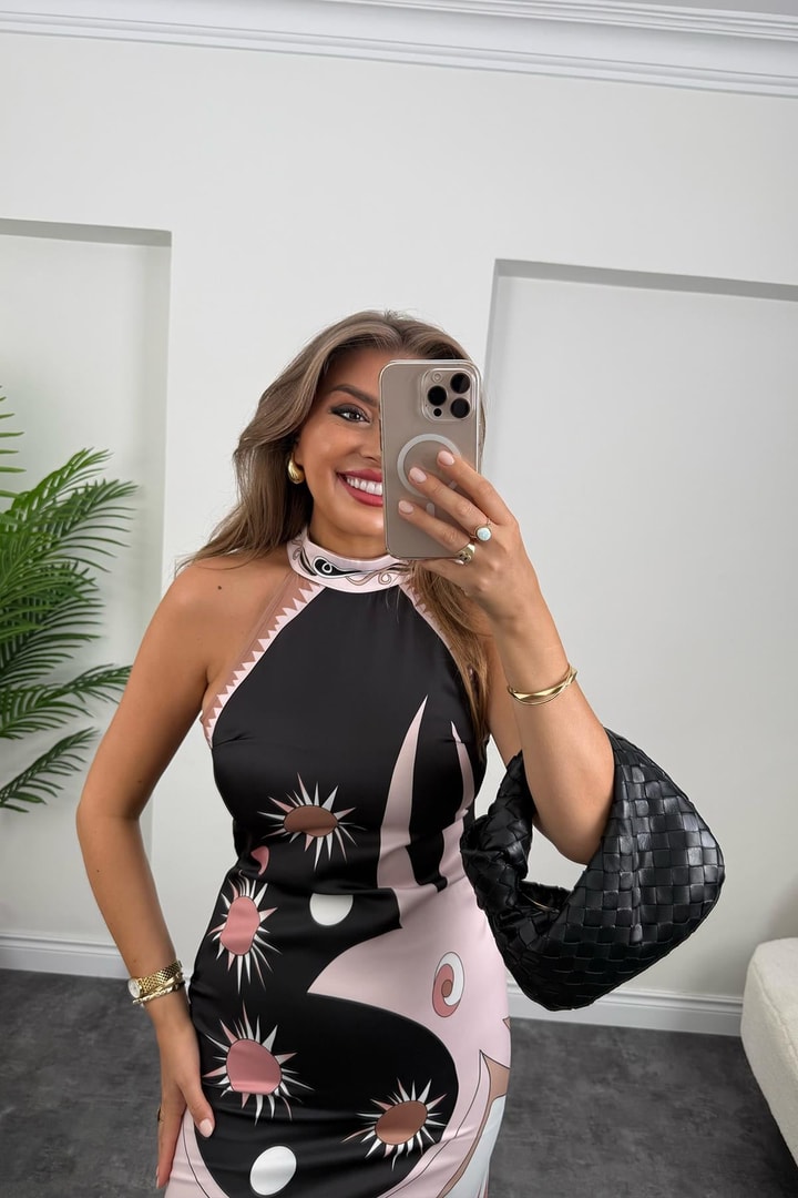 Premium Seri Pucci Model Tasarım Asimetrik Elbise