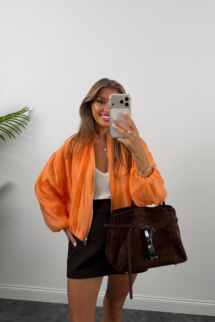 Premium Seri Tensel Bomber Ceket Oranj