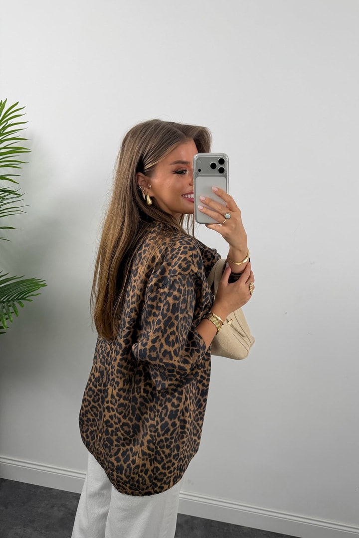 Premium Seri Tensel Salaş Leopar Gömlek 