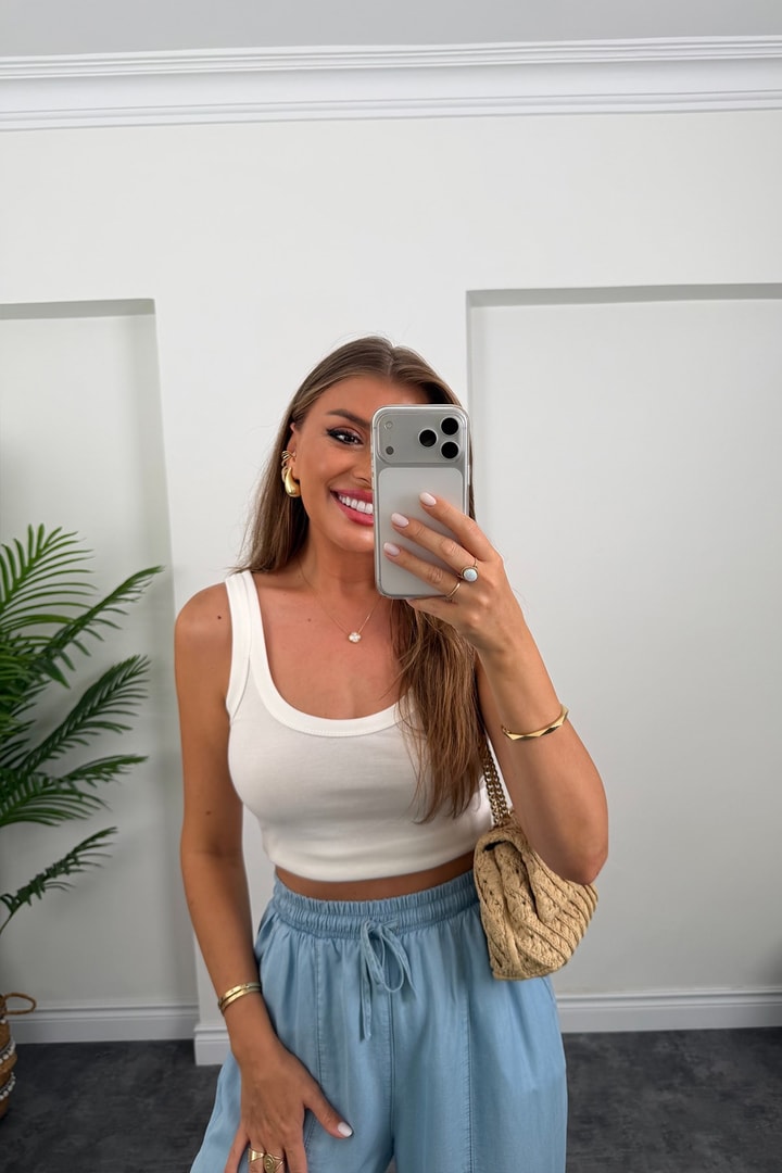 Premium Tensel Jean Harem Pantolon Açık Mavi 