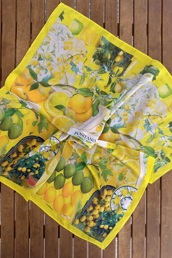 Sarı Limonlu Posıtano Fular 70*70
