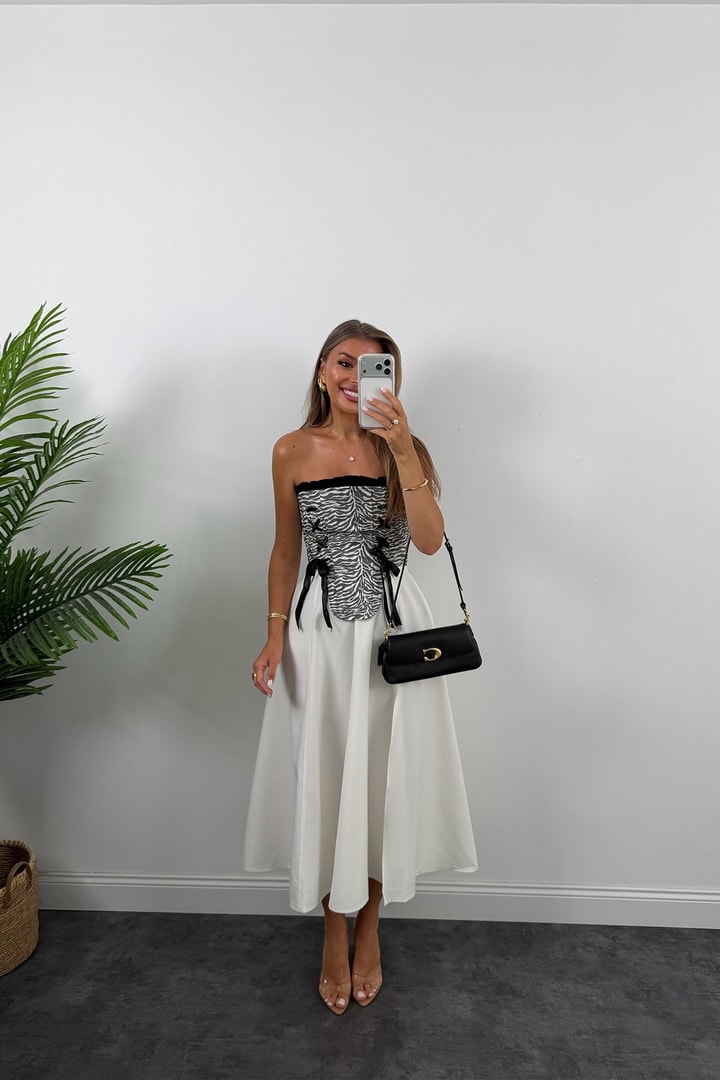 Victoria Tasarım Korse Bluz Zebra