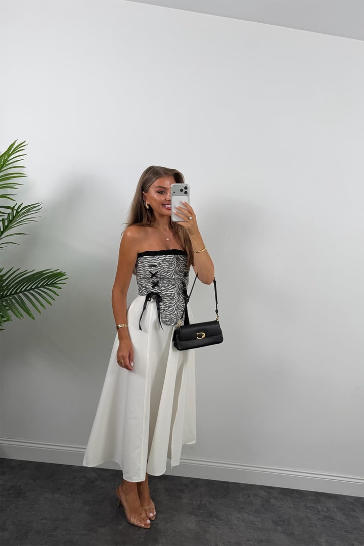 Victoria Tasarım Korse Bluz Zebra