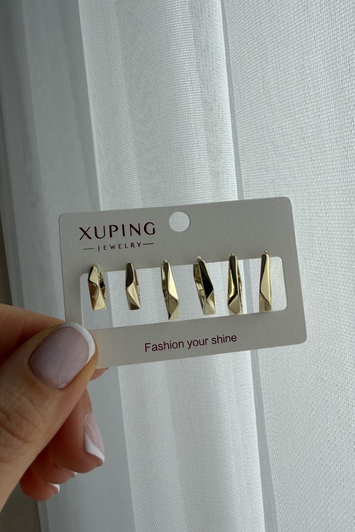 Xupıng 6lı Köşeli Küpe Seti 