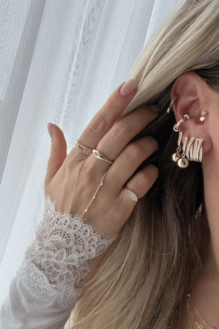 Xupıng Gold Top Sallantılı Küpe