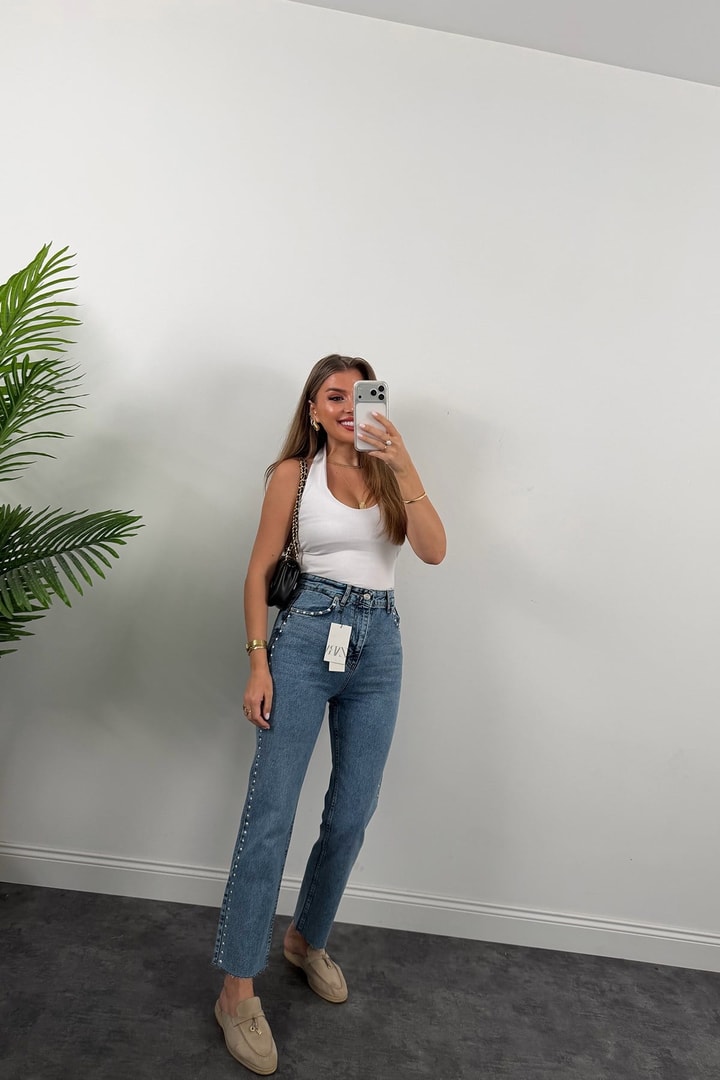 Yanı Zımbalı Premium Bf Jean 1004 Klasik Mavi