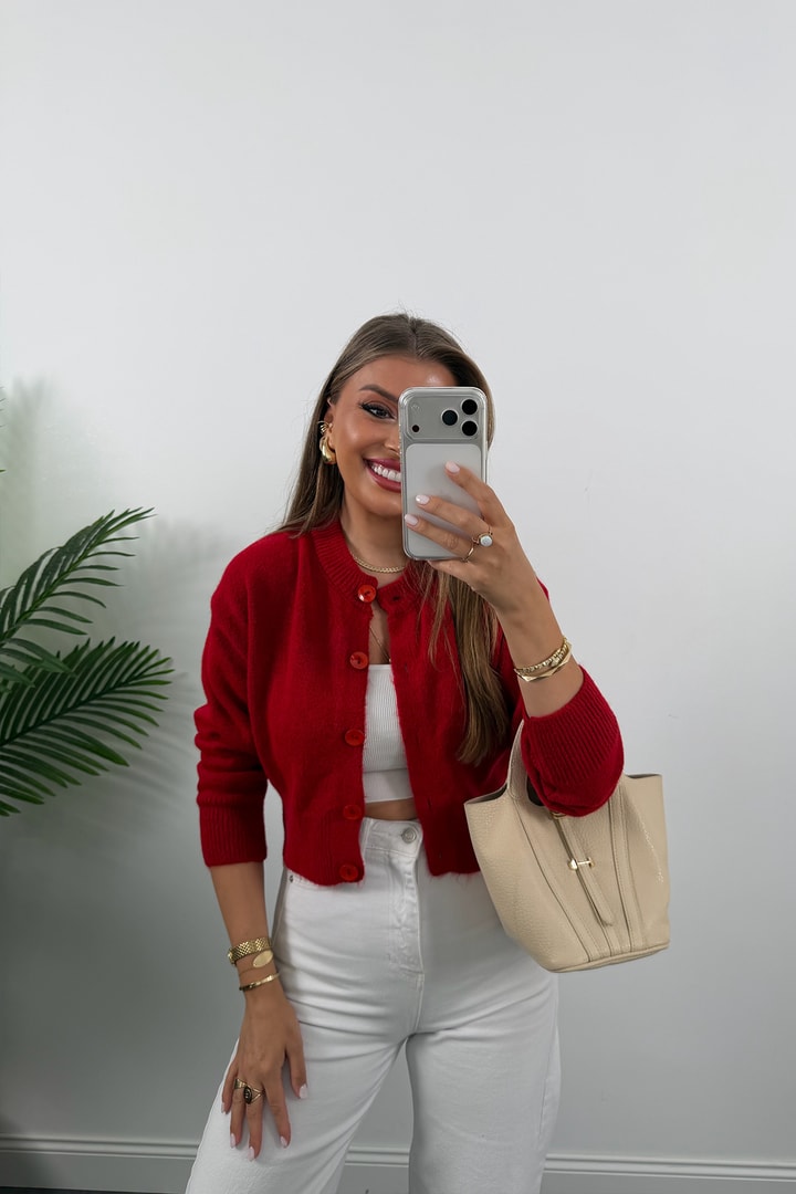 Yumoş Basic Hırka Kırmızı