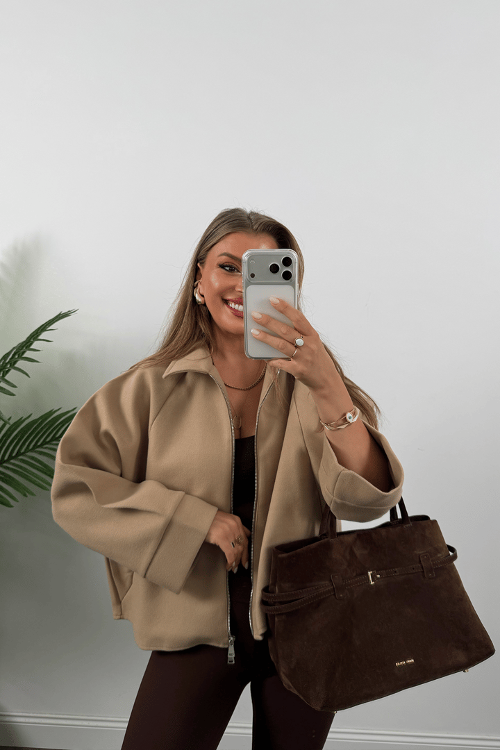 Zra Model Kaşe Panço Ceket Bej