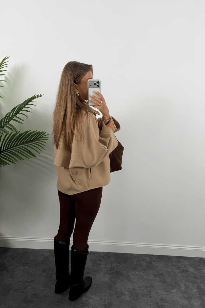 Zra Model Kaşe Panço Ceket Bej