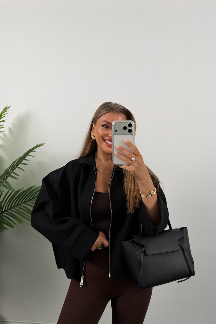 Zra Model Kaşe Panço Ceket Siyah