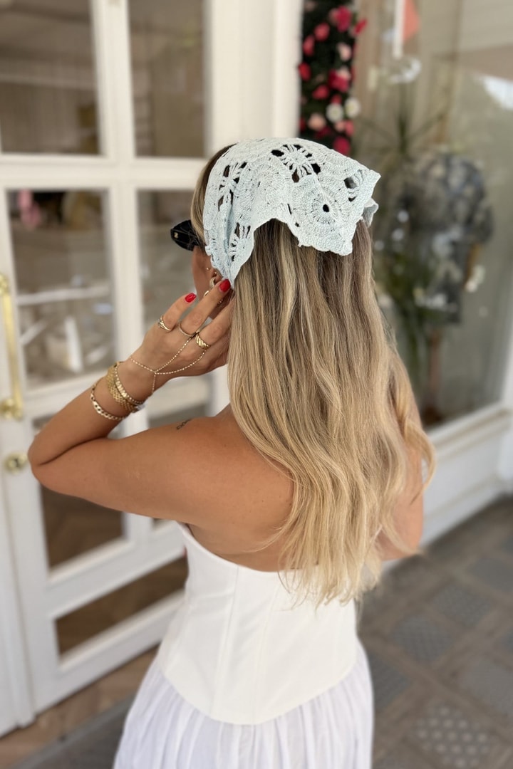 Bebe Mavisi Motifli Üçgen Bandana