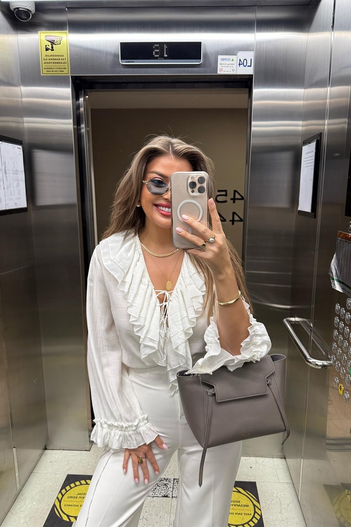 Lüx Kalite Amor Paris Valonlu Tasarım Gömlek Beyaz