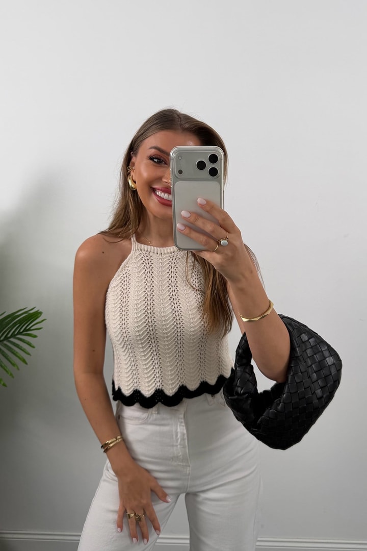 Massi Model Ajurlu Örme Bluz