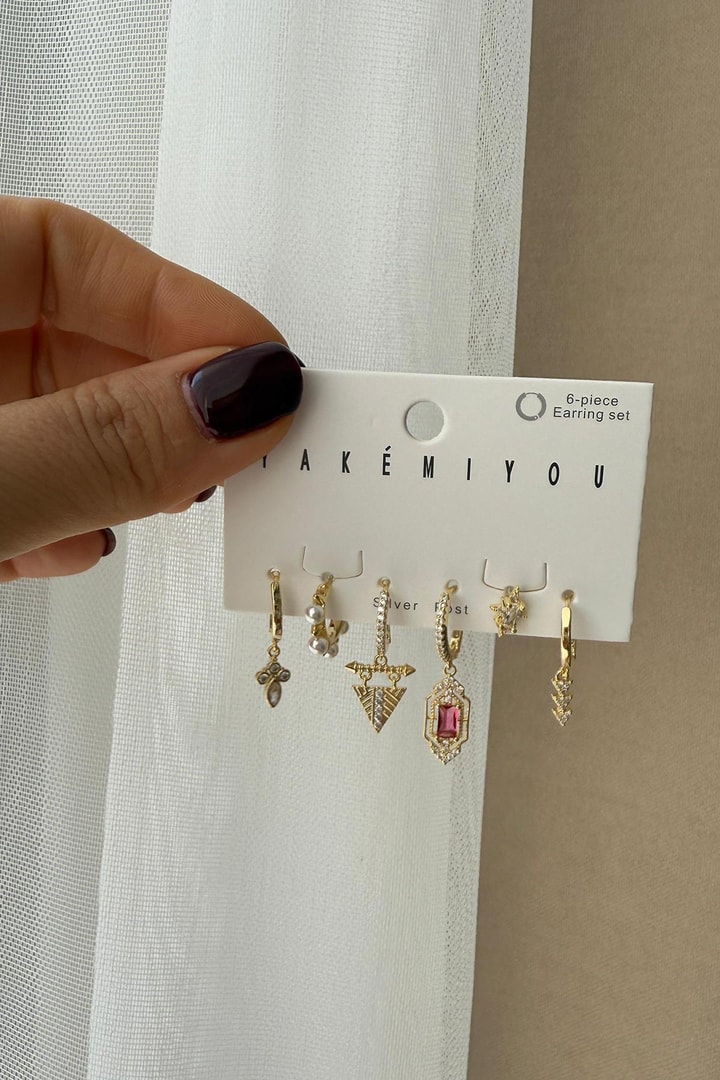 Özel Seri İnci Detaylı 6'lı Set Küpe