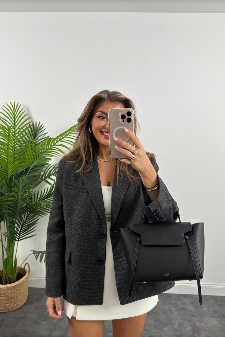 Premium Seri Yünlü Blazer Ceket Antrasit