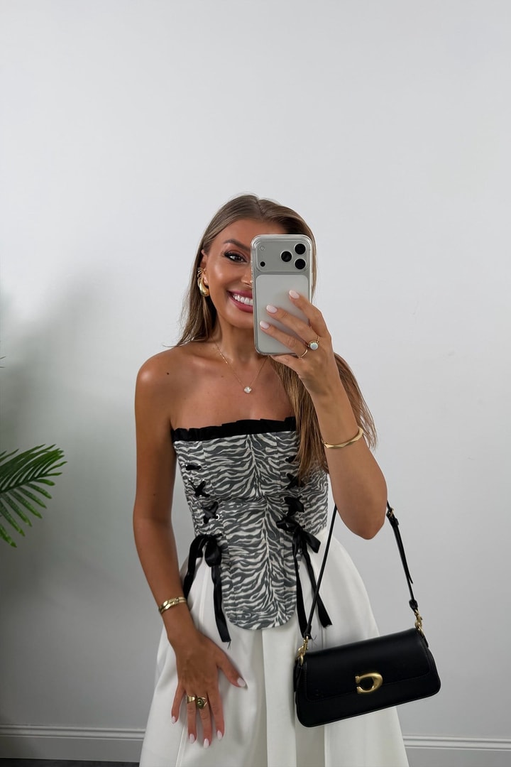 Victoria Tasarım Korse Bluz Zebra