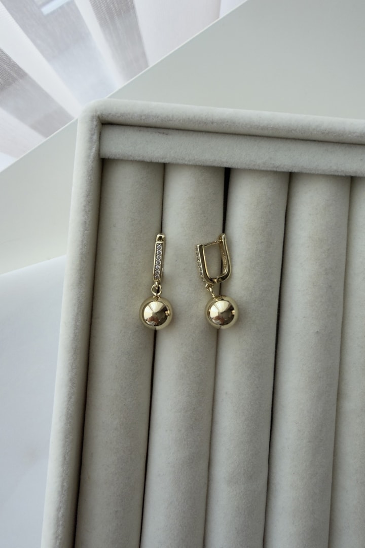 Xupıng Gold Top Sallantılı Küpe