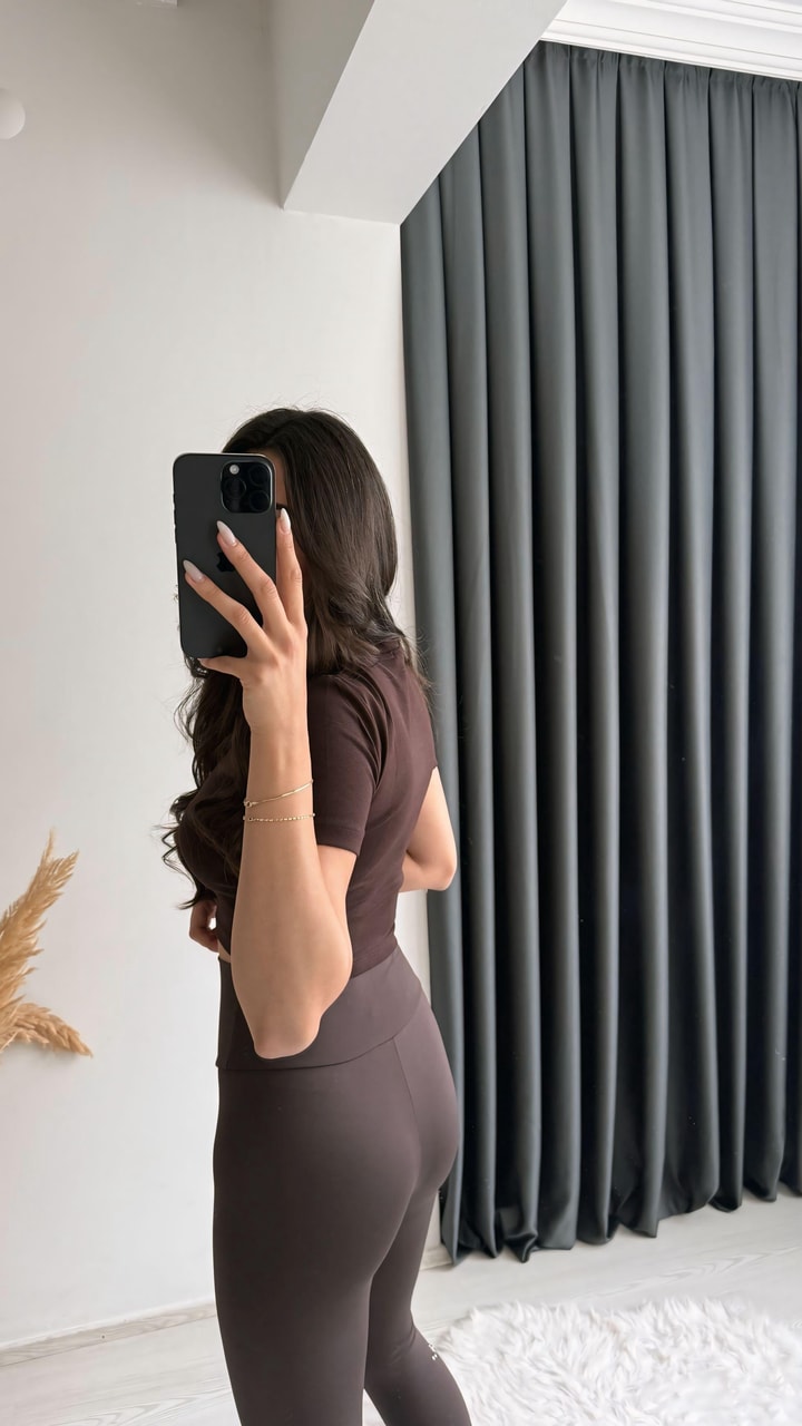 Alone Premium Doku Orj Marka Crop Bluz Kahve