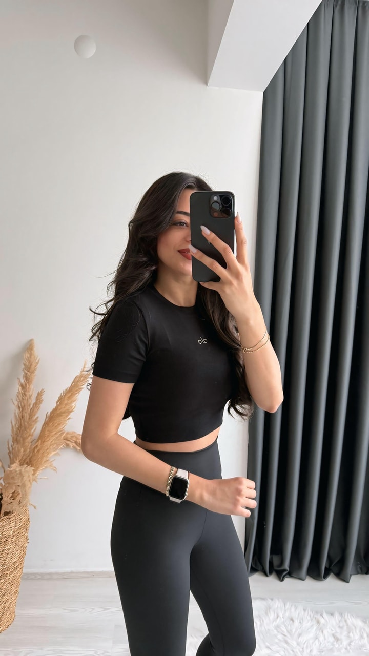 Alone Premium Doku Orj Marka Crop Bluz Siyah