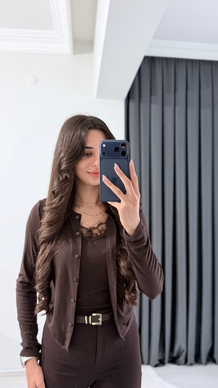 Anna Kahve Kendinden Atletli Bluz