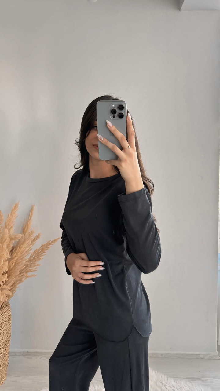 Antrasit/Siyah Oyss Modal Kumaş Tshirt