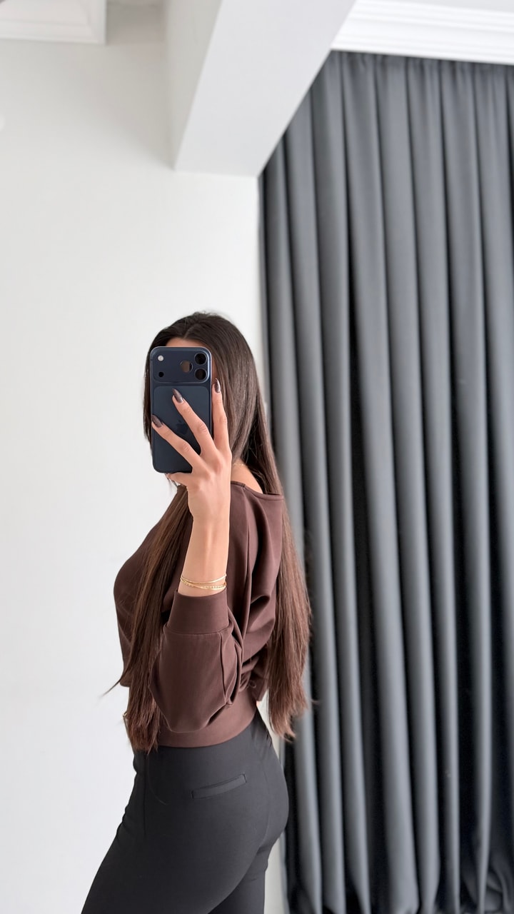 Avena Oysh Modal Kayık Yaka Likralı Bluz Kahve