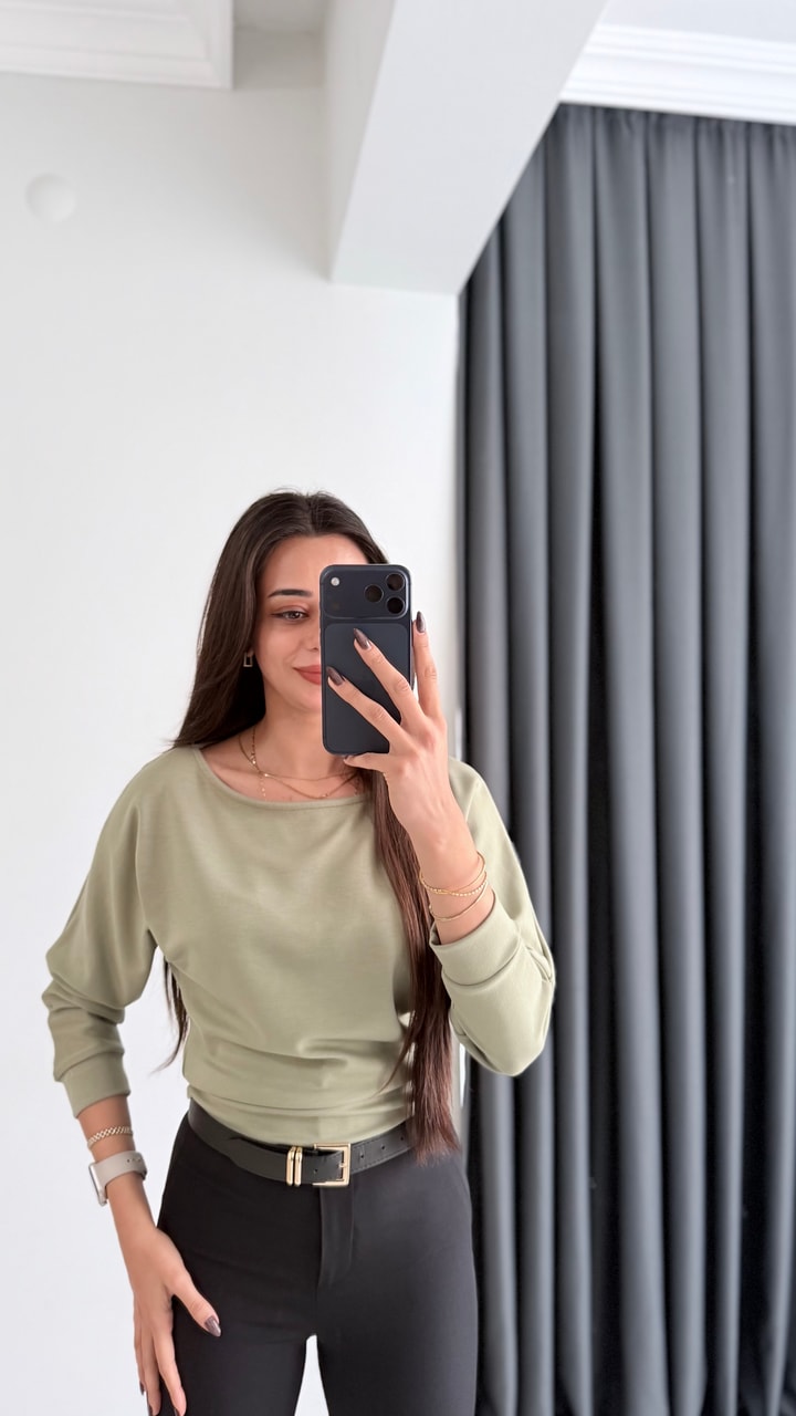 Avena Oysh Modal Kayık Yaka Likralı Bluz Yeşil