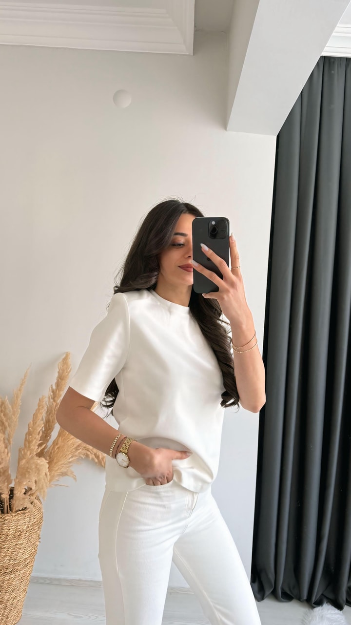 Barnes Pamuklu  Basic VatkalıTshirt Beyaz