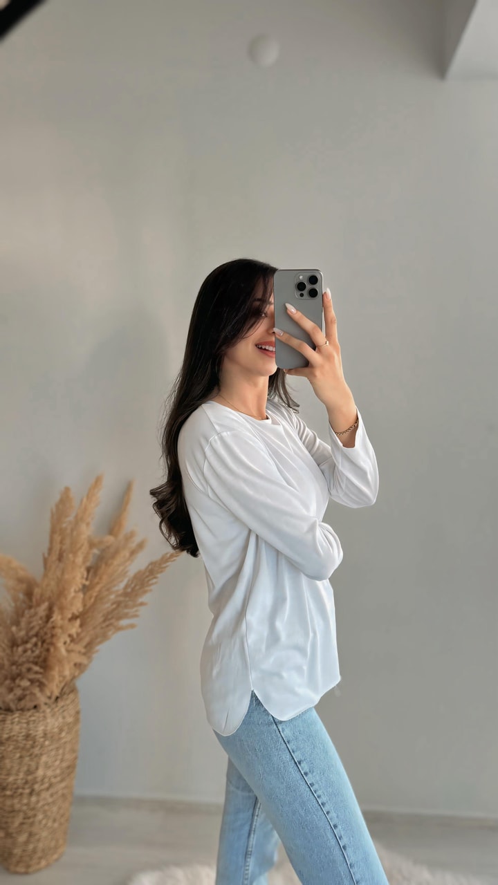 Beyaz Oyss Modal Kumaş Tshirt