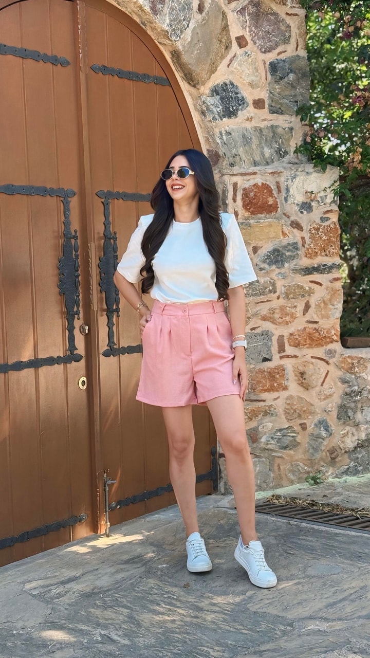 Bohre Mini Pembe Şort