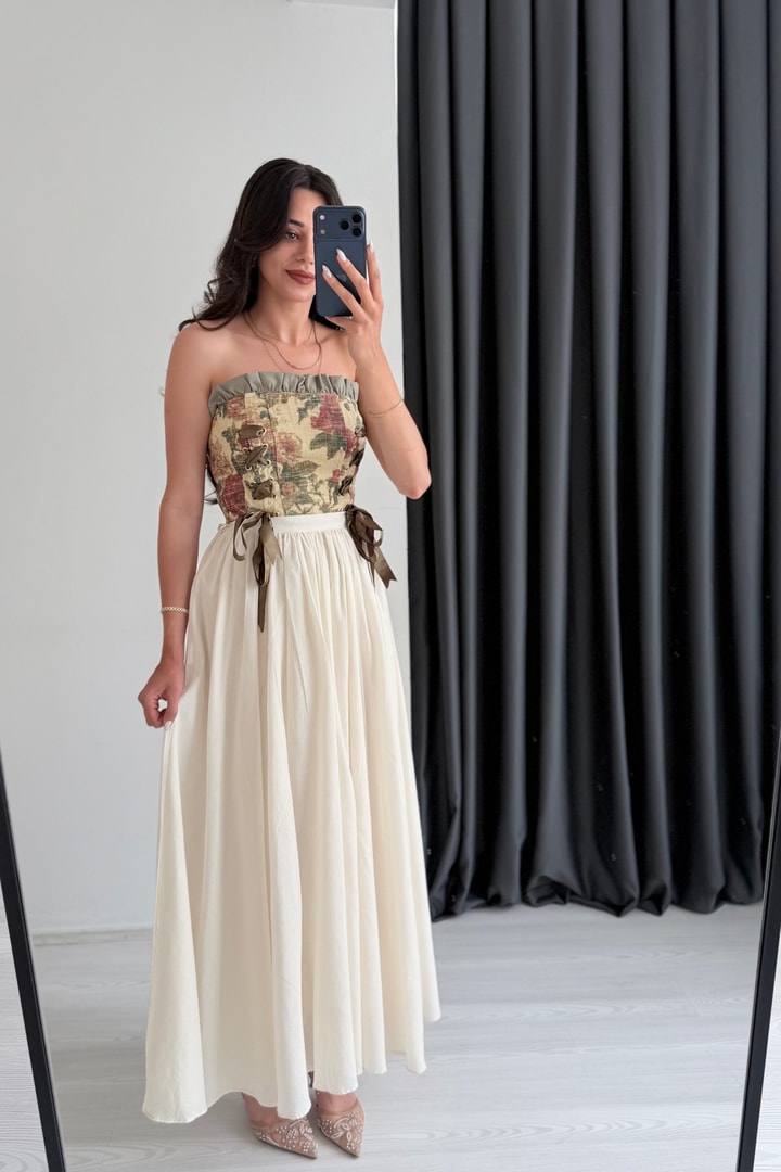 Britha Taş Rengi Kloş Vual Etek