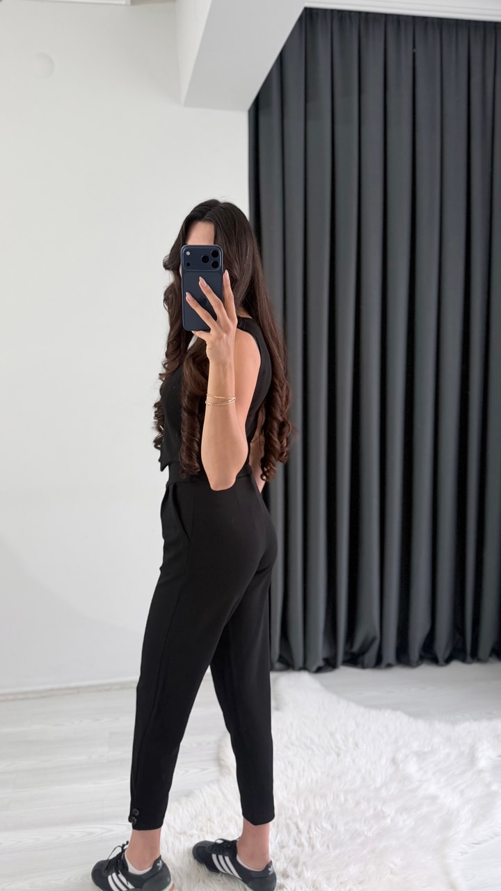 Bronde Likralı Pantalon Ve Yelek Siyah Takım