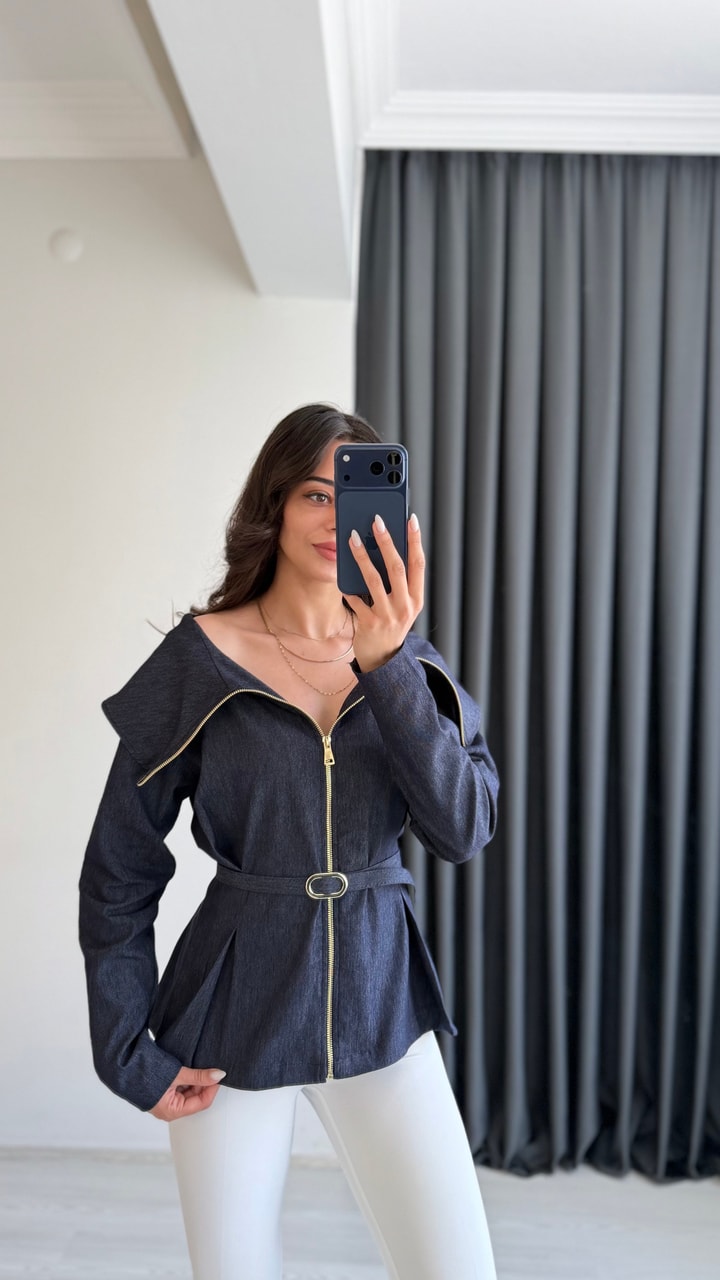 Camen Denim Fermuarlı Tasarım Gömlek