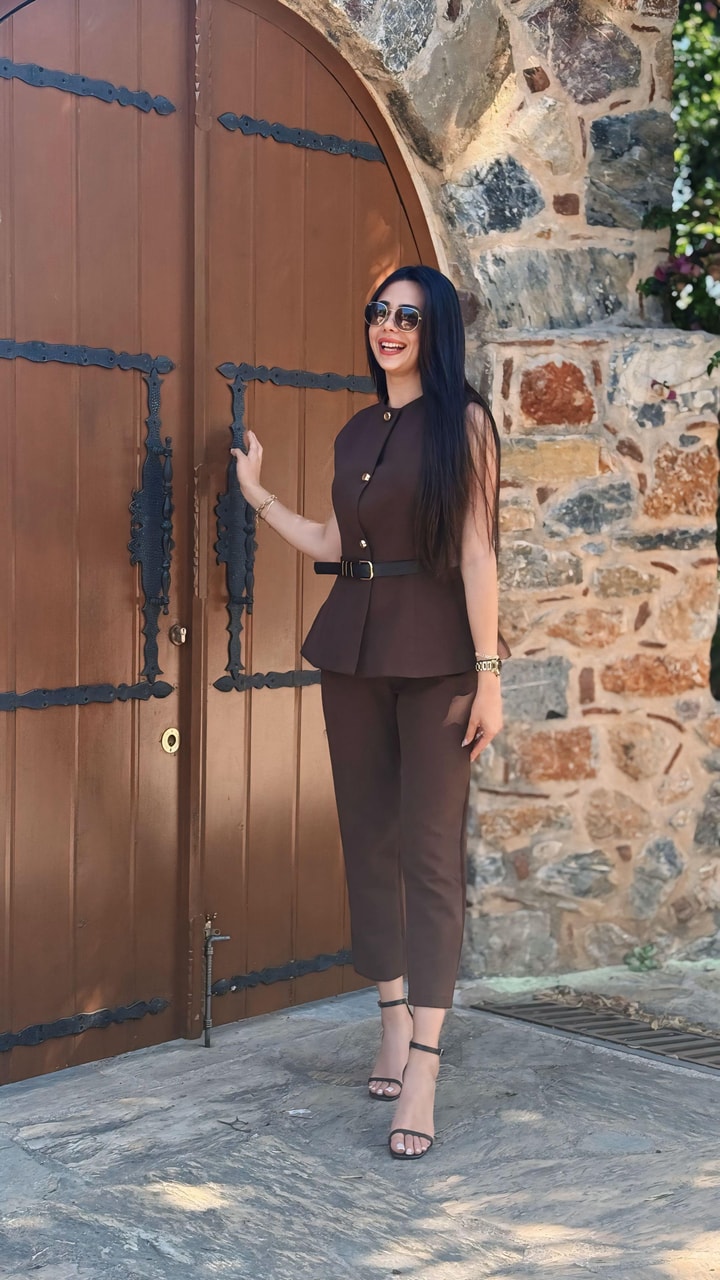 Carter Acı Kahve Kemerli Premium Takım